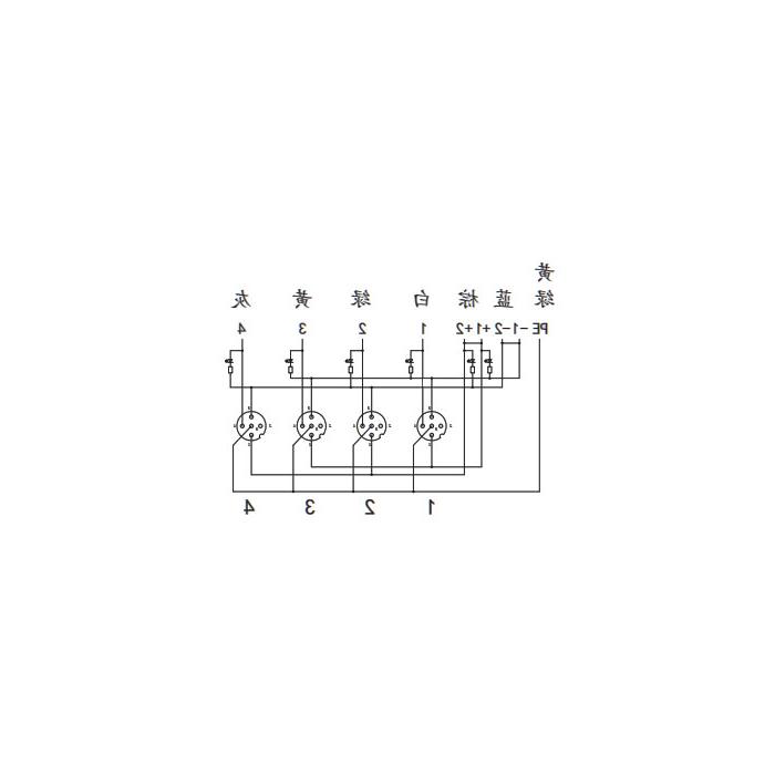 M12分线盒、单通道、PNP、4端口分体式、带LED、PCB端子、24P409